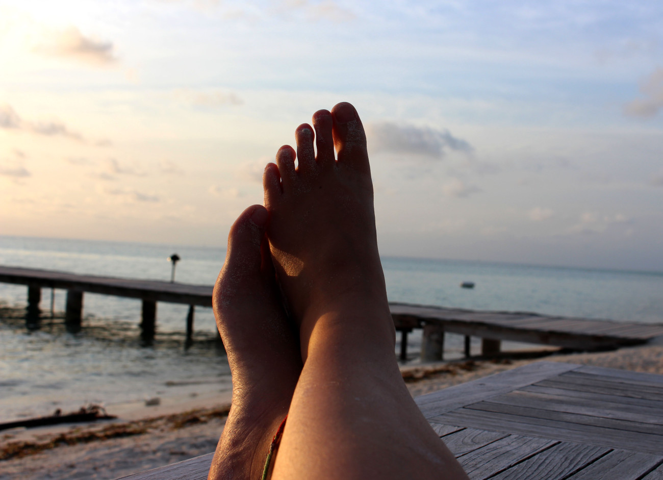 feet at sunset
